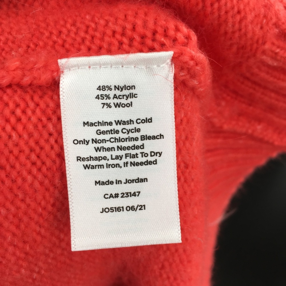 Talbots coral Mock Neck fair isle Pattered Wool blend cozy knit comfy Sweater M - Picture 10 of 11
